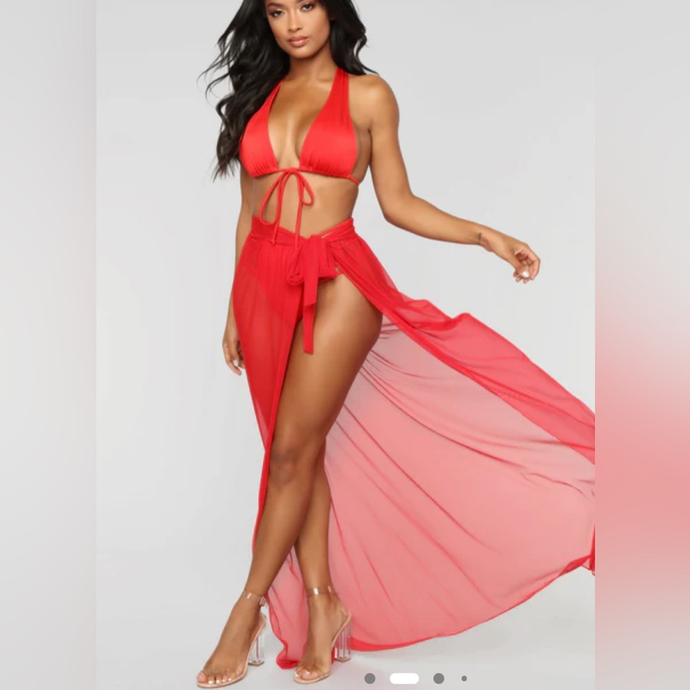 Fashion nova Sheer Red Cover-Up Skirt